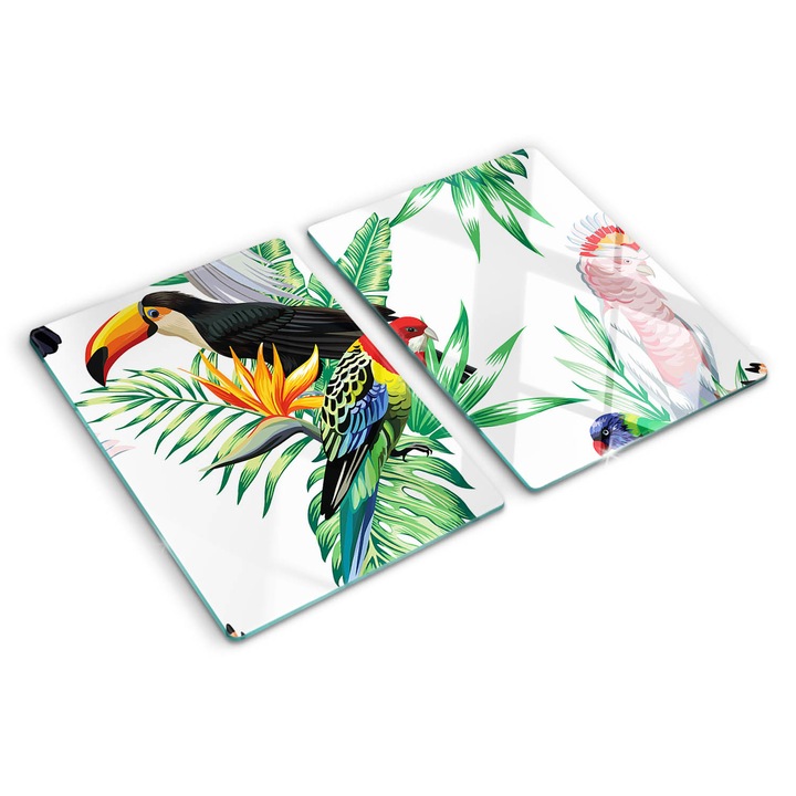 Tocatoare de bucatarie, Tulup, Pasari tropicale, Multicolor, 2x40x52 cm, 010010520020000005853