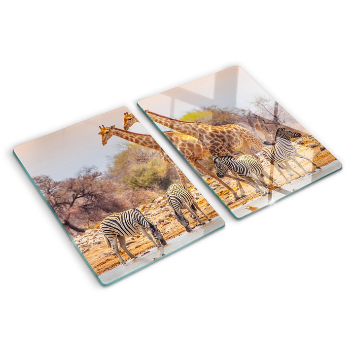 Tocatoare de bucatarie, Tulup, Girafele si zebrele, Maro, 2x40x52 cm, 010010520020000005810