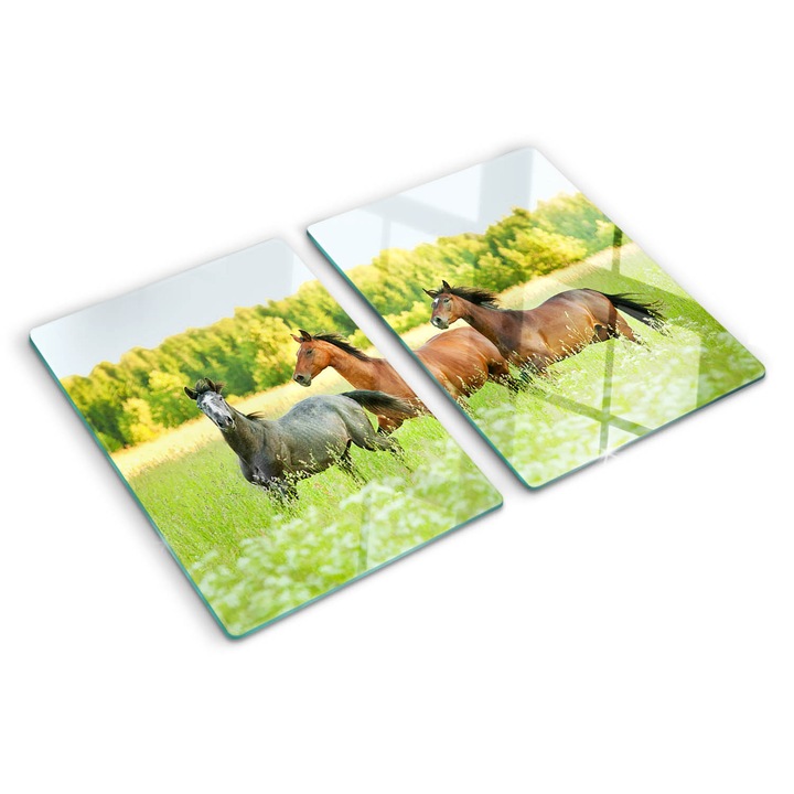 Tocatoare de bucatarie, Tulup, Cai in galop, Verde, 2x40x52 cm, 010010520020000005709