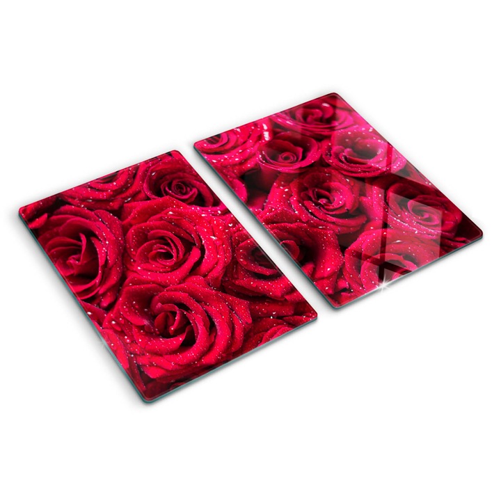 Tocatoare de bucatarie, Tulup, Picaturi pe trandafiri, Rosu, 2x40x52 cm, 010010520020000006254