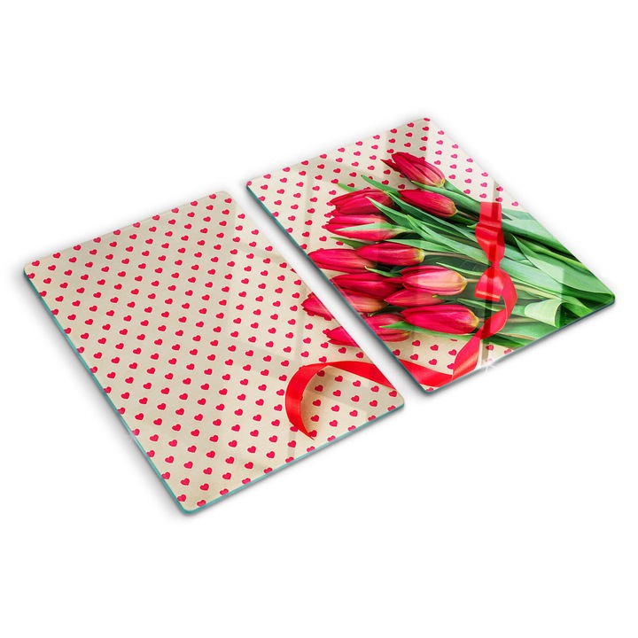 Tocatoare de bucatarie, Tulup, Inimioare de lalele, Rosu, 2x40x52 cm, 010010520020000006215