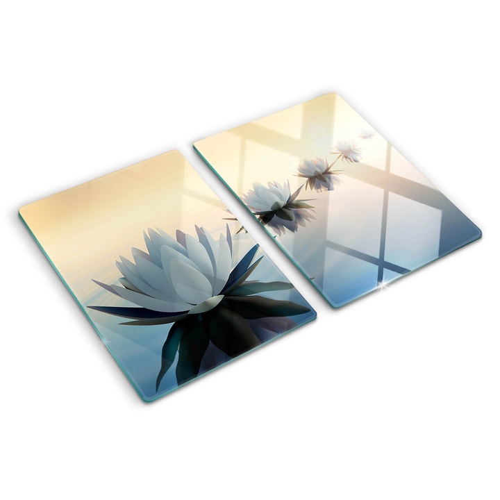 Tocatoare de bucatarie, Tulup, Flori de lotus, Alb, 2x40x52 cm, 010010520020000001826