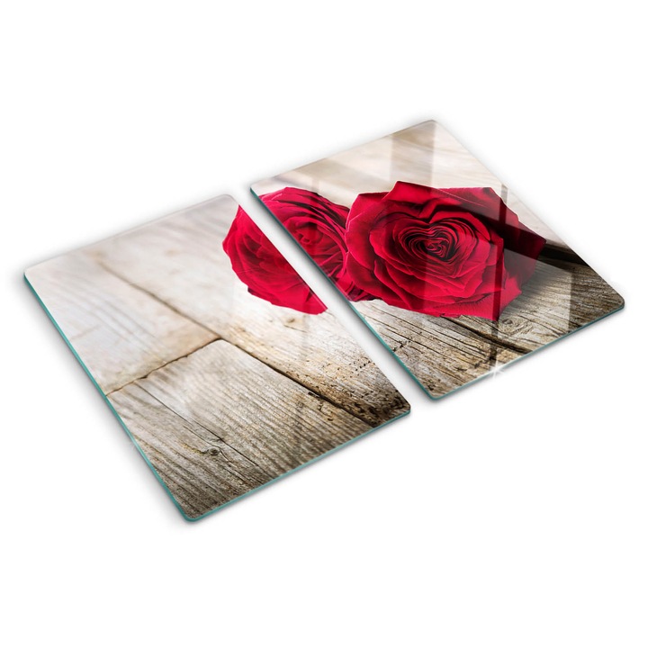 Tocatoare de bucatarie, Tulup, Trandafiri pe lemn, Rosu, 2x40x52 cm, 010010520020000006561