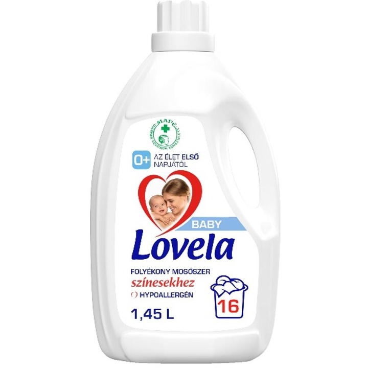 Set 2 x Detergent de Rufe Lichid Lovela Baby Hipoalergenic, pentru Haine Colorate, 16 Spalari, 1.45 l