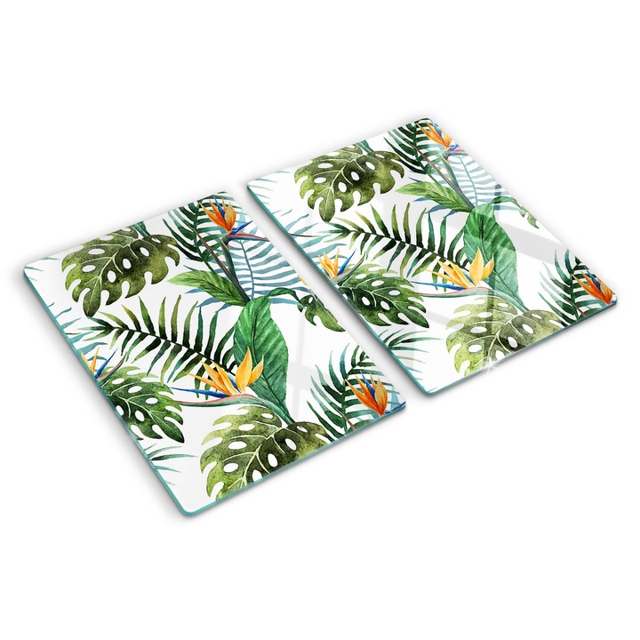 Tocatoare de bucatarie, Tulup, Flori tropicale, Verde, 2x40x52 cm, 010010520020000006710