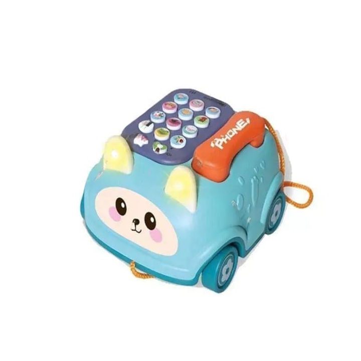 Telefon jucarie Smartcraft Rabbit Car, cu lumini si sunete, stil masina, pentru copii mici, Albastru