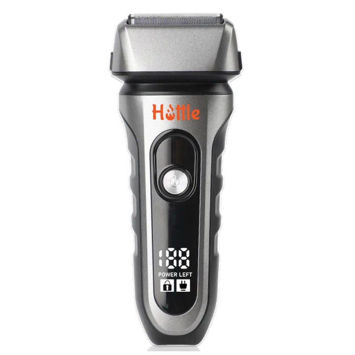 Hottle® Elektromos Borotva, Szakállvágó és Hajnyíró, 9000 RPM Motor, USB-C Töltés, LCD Kijelző, 90 Perc Akkumulátor Üzemidő, Nedves és Száraz Használatra, Ergonomikus Kialakítás, Nedves és Száraz, IPX7 Vízálló, Szürke