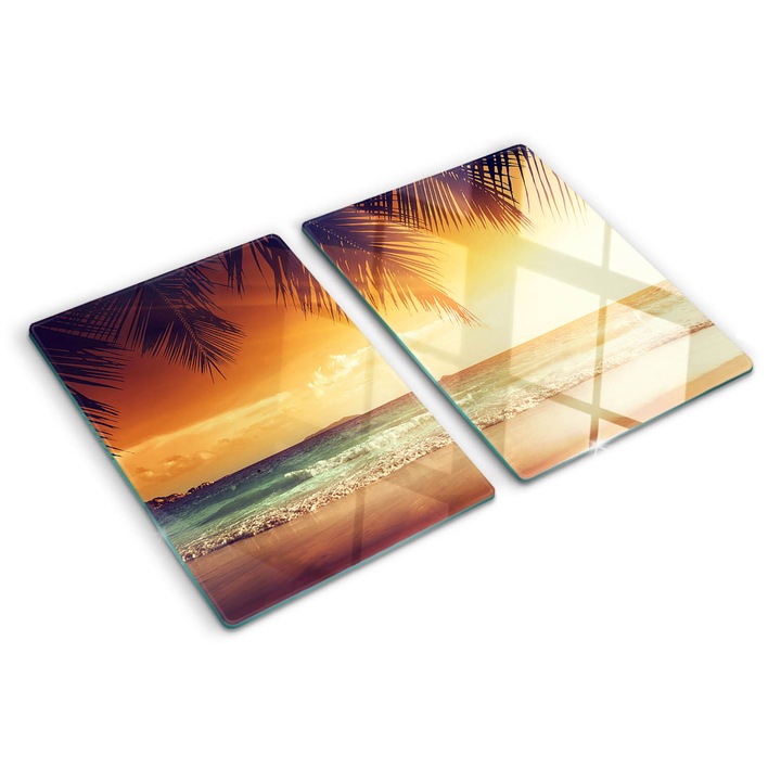 Tocatoare de bucatarie, Tulup, Plaja tropicala, Portocaliu, 2x40x52 cm, 010010520020000007439