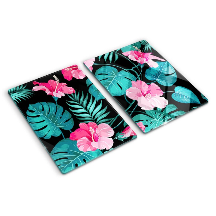 Tocatoare de bucatarie, Tulup, Flori tropicale, Roz, 2x40x52 cm, 010010520020000006776