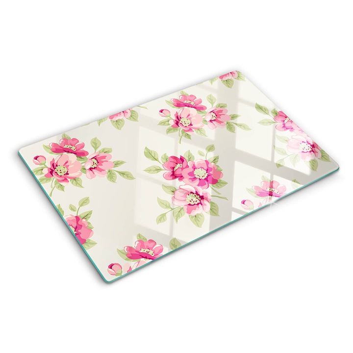 Tocatoare de bucatarie, Tulup, Model floral, Roz, 80x52 cm, 010010520060000006705