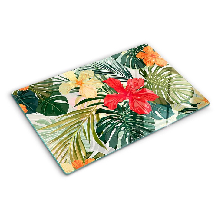 Tocatoare de bucatarie, Tulup, Flori hawaiene, Multicolor, 80x52 cm, 010010520060000006744