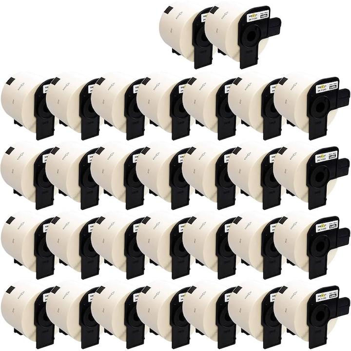 Kit de 30 Role Etichete Adezive DK-11202, Alb, 62mm X 100mm, Suport Plastic Inclus, Compatibila Brother P-Touch QL 1000 Series / QL 1050 / QL 1060 N / QL 500 / QL 550 / QL 560 / QL 560 Series, QL 580 / QL 650 TD / QL 700 / QL 710 W / QL 720 NW