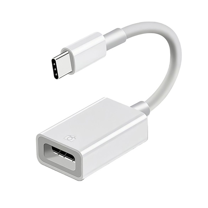 USB-C към USB 3.0 OTG адаптер, свързва USB флашка, мишка, клавиатура, твърд диск към телефон/лаптоп, универсален Type-C към USB, SuperSpeed конверторен кабел, съвместим с Thunderbolt 4/3, за MacBook Pro, iPad Pro, Samsung S25, за периферно свързване, бял