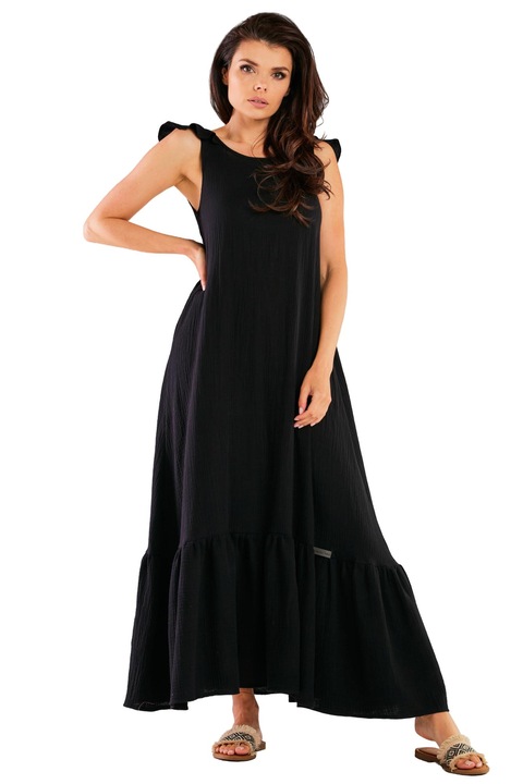 Rochie maxi M262, InfiniteYou, Bumbac/Lycra, Negru