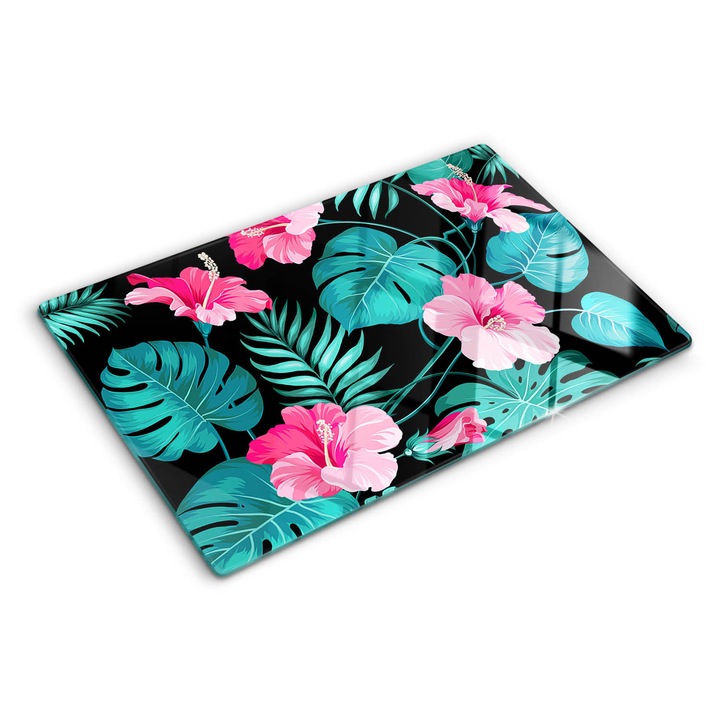 Tocatoare de bucatarie, Tulup, Flori tropicale, Roz, 80x52 cm, 010010520060000006776