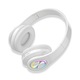 Безжични геймърски слушалки с RGB LED светлини, двоен режим Bluetooth/кабел (3.5 мм жак), Hi-Fi стерео звук със силен бас, вграден микрофон, сгъваеми, за компютър, лаптоп, телефон, за възрастни и деца, бели