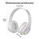 Безжични геймърски слушалки с RGB LED светлини, двоен режим Bluetooth/кабел (3.5 мм жак), Hi-Fi стерео звук със силен бас, вграден микрофон, сгъваеми, за компютър, лаптоп, телефон, за възрастни и деца, бели