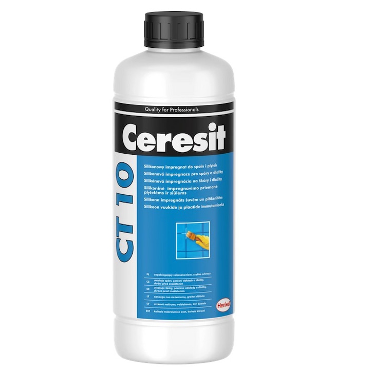 Lac de protectie siliconic Ceresit CT10, 1 l, pentru izolare rosturi de placi ceramice pe balcoane, terase, bai si dusuri