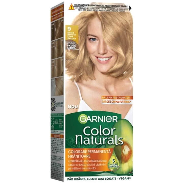 Set 3 x Vopsea de Par Permanenta Garnier Color Naturals 9 Blond Natural Extra Deschis, 110 ml