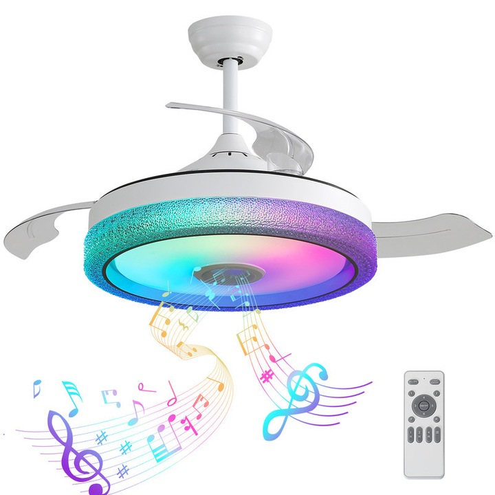 Sofucor mennyezeti ventilátor világítással, 107 cm, RGB szabályozható
