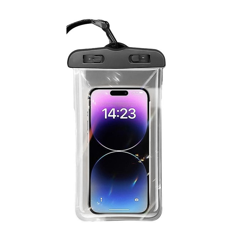 Set 2 Husa Impermeabila subacvatica Universala pentru Telefon (pana la 7 inch), Certificare IPX8, Protectie Subacvatica, Ecran Tactil Sensibil, Snur Inclus, Plaja/Piscina/Sporturi Acvatice, Protectie Apa/Nisip/Praf, Compatibila iPhone/Samsung, Negru