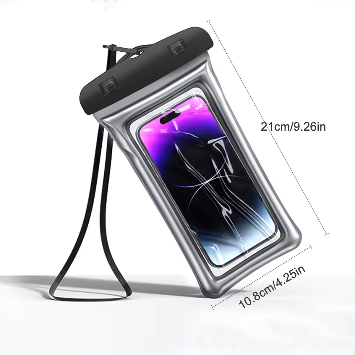 Set 2 Husa subacvatica waterproof Universale, SuooTci, 6" Sac Universal Etans, pentru telefon sau documente, cu Cord pentru Gat, IPX8, Negru