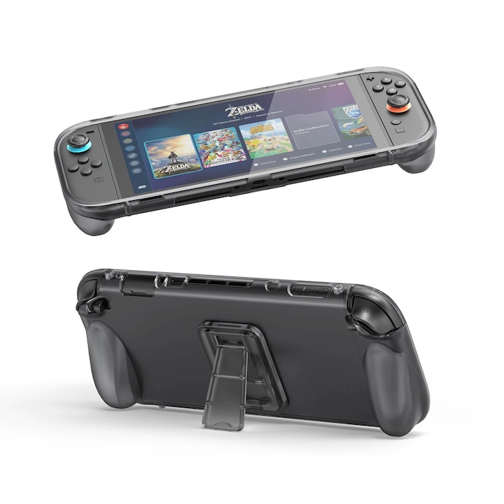 Защитен калъф за Nintendo Switch 2 (2025), лек и здрав, Omelivon, устойчив на надраскване, със стойка, ергономичен дизайн, матово-прозрачен