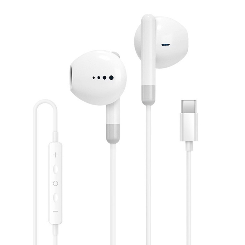 Casti cu Fir In-Ear cu Conector USB-C/Type-C, Telecomanda pe Fir pentru Control Volum/Muzica/Apeluri, Microfon Integrat, Sunet Stereo Digital, Compatibile cu Samsung, Xiaomi, Huawei, iPad Pro, Alb
