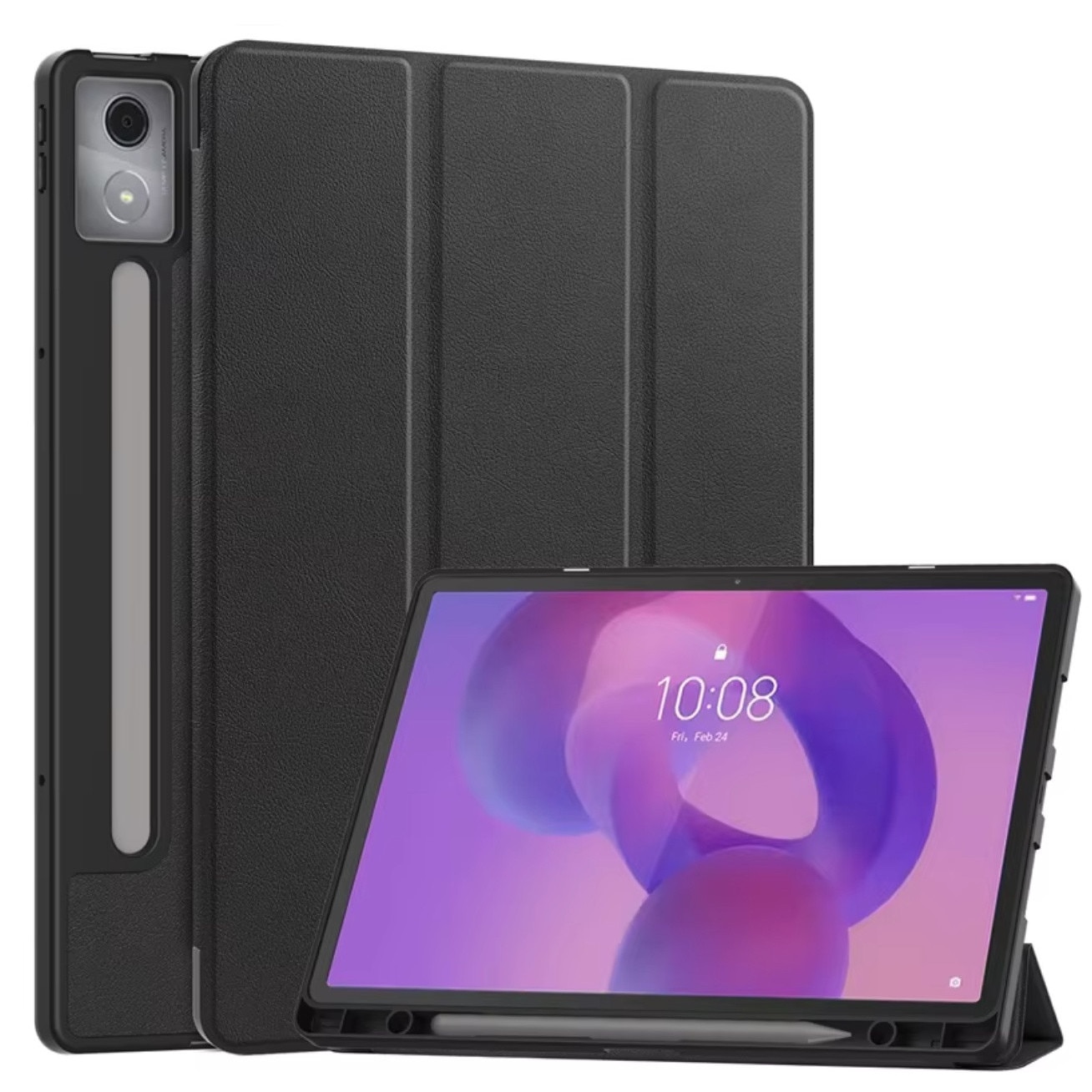 Husa pentru tableta EtuiTab Lenovo Idea Tab Pro 12.7" neagra, din piele ecologica si policarbonat, cu suport pentru stylus