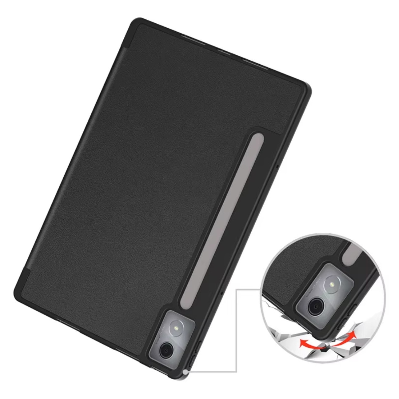 Husa pentru tableta EtuiTab Lenovo Idea Tab Pro 12.7" neagra, din piele ecologica si policarbonat, cu suport pentru stylus