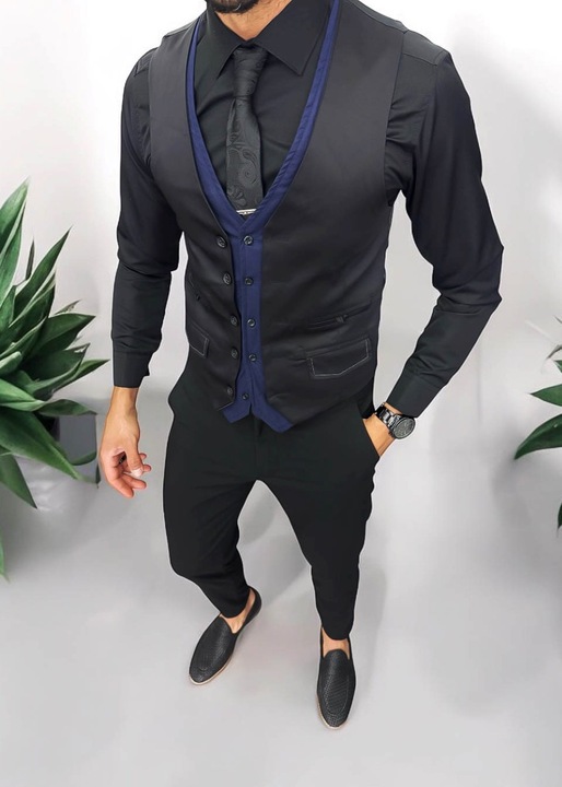 Vesta pentru barbati, causal, slim fit, negru, 13259, Negru