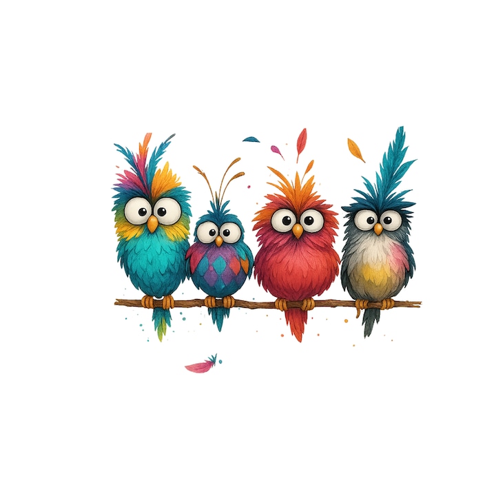 Sticker Bufnite colorate speriate, Cele mai bune prietene, Autoadeziv, Cri-Flo, dimensiune 10 cm