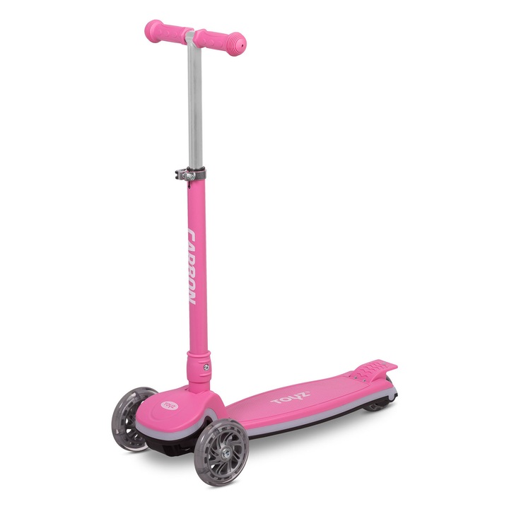 Gyerek roller, TOYZ, karbon, háromkerekű roller, összecsukható, rózsaszín