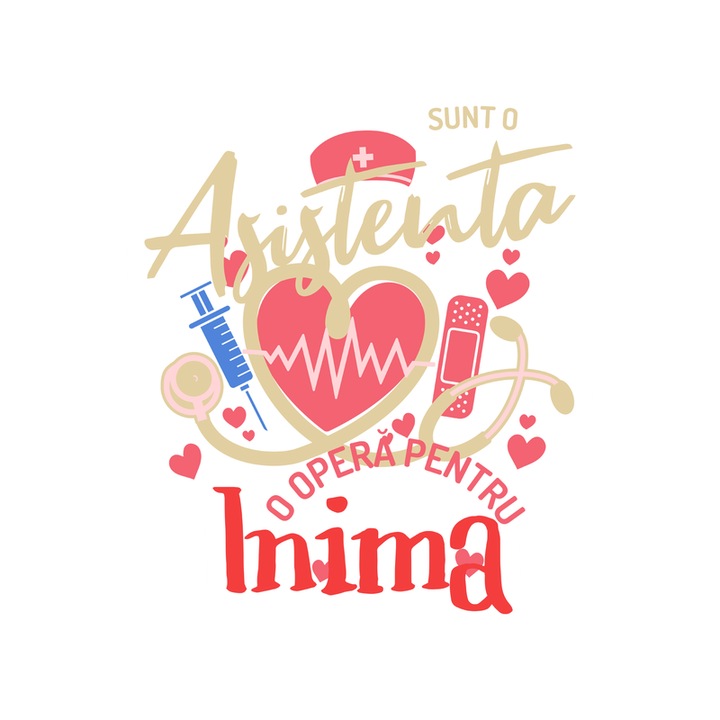 Sticker Sunt o asistenta, o opera pentru inima(1), Autoadeziv, Cri-Flo, dimensiune 10 cm