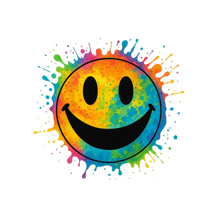 Sticker Smiley Happy Colorat, Autoadeziv, Cri-Flo, dimensiune 6 cm