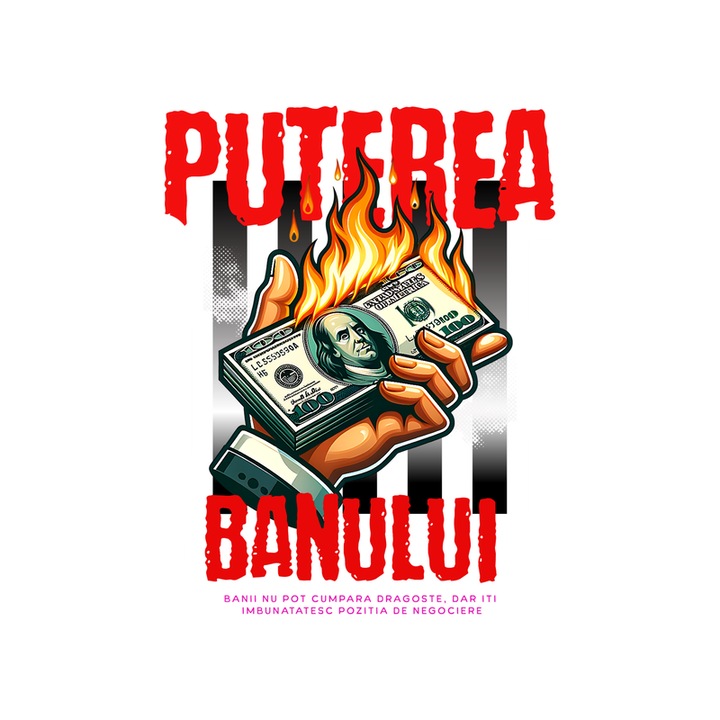 Sticker Puterea Banului - The Power Of Money(1), Autoadeziv, Cri-Flo, dimensiune 10 cm