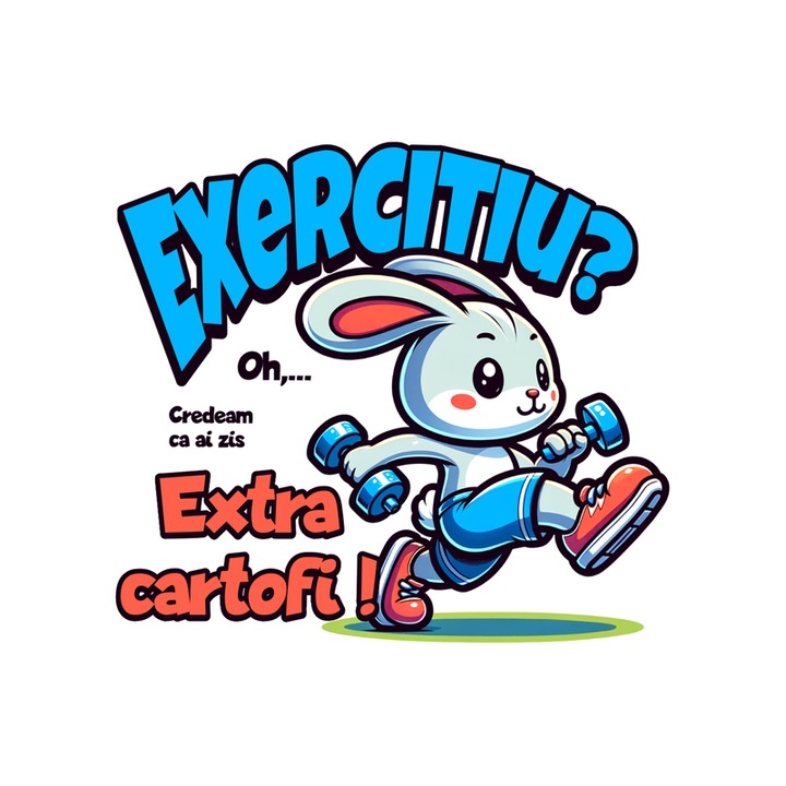 Sticker Exercitiu_ sau extra cartofi_, Autoadeziv, Cri-Flo, dimensiune 6 cm