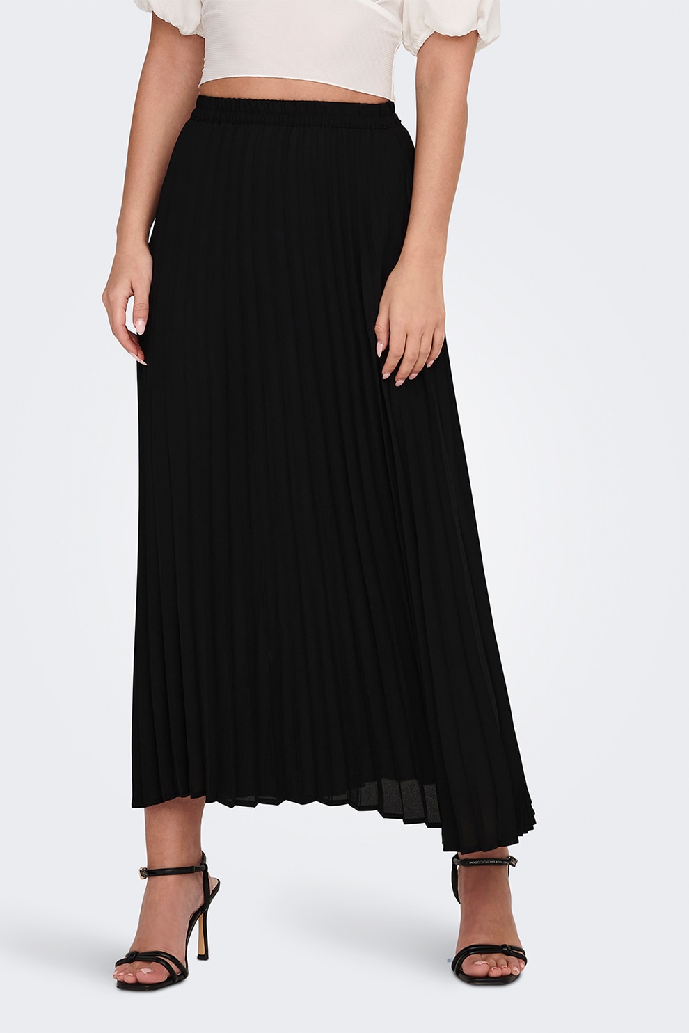Only, Fusta lunga cu model uni, Negru, 36