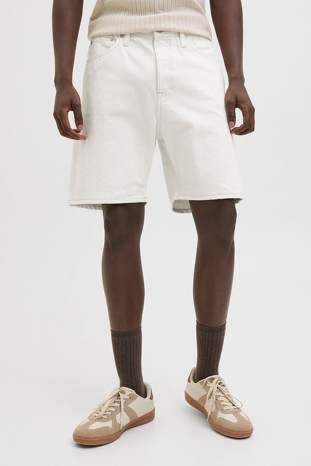 Jack & Jones, Pantaloni scurti de denim cu buzunare, Alb murdar, S