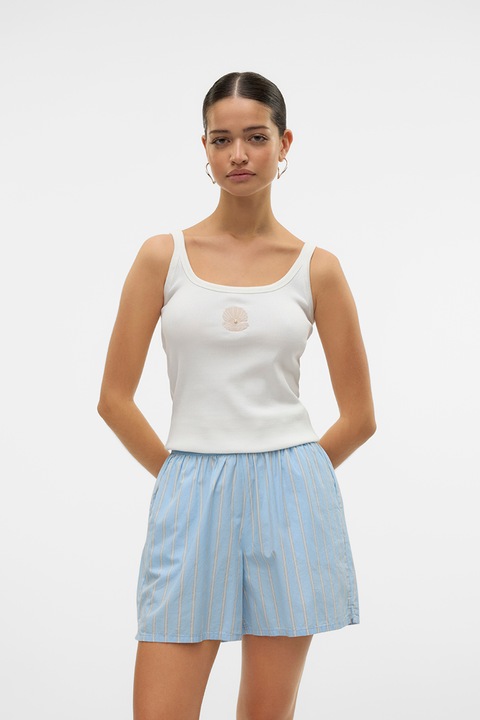 Vero Moda, Топ от органичен памук с бродерии, Бял