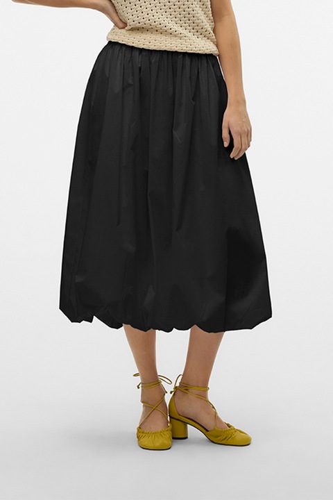 Vero Moda, Fusta evazata cu banda elastica in talie, Negru