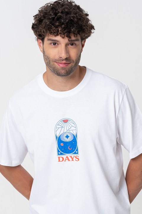 Jack & Jones, Tricou lejer cu imprimeu pe spate, Alb optic