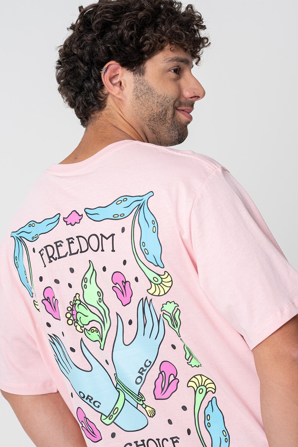 Jack & Jones, Tricou lejer cu imprimeu pe spate, Roz, L
