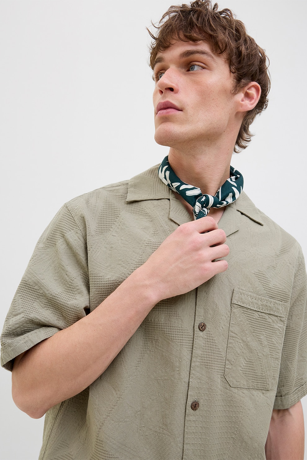 Jack & Jones, Camasa cu maneci scurte, Verde muschi, XL