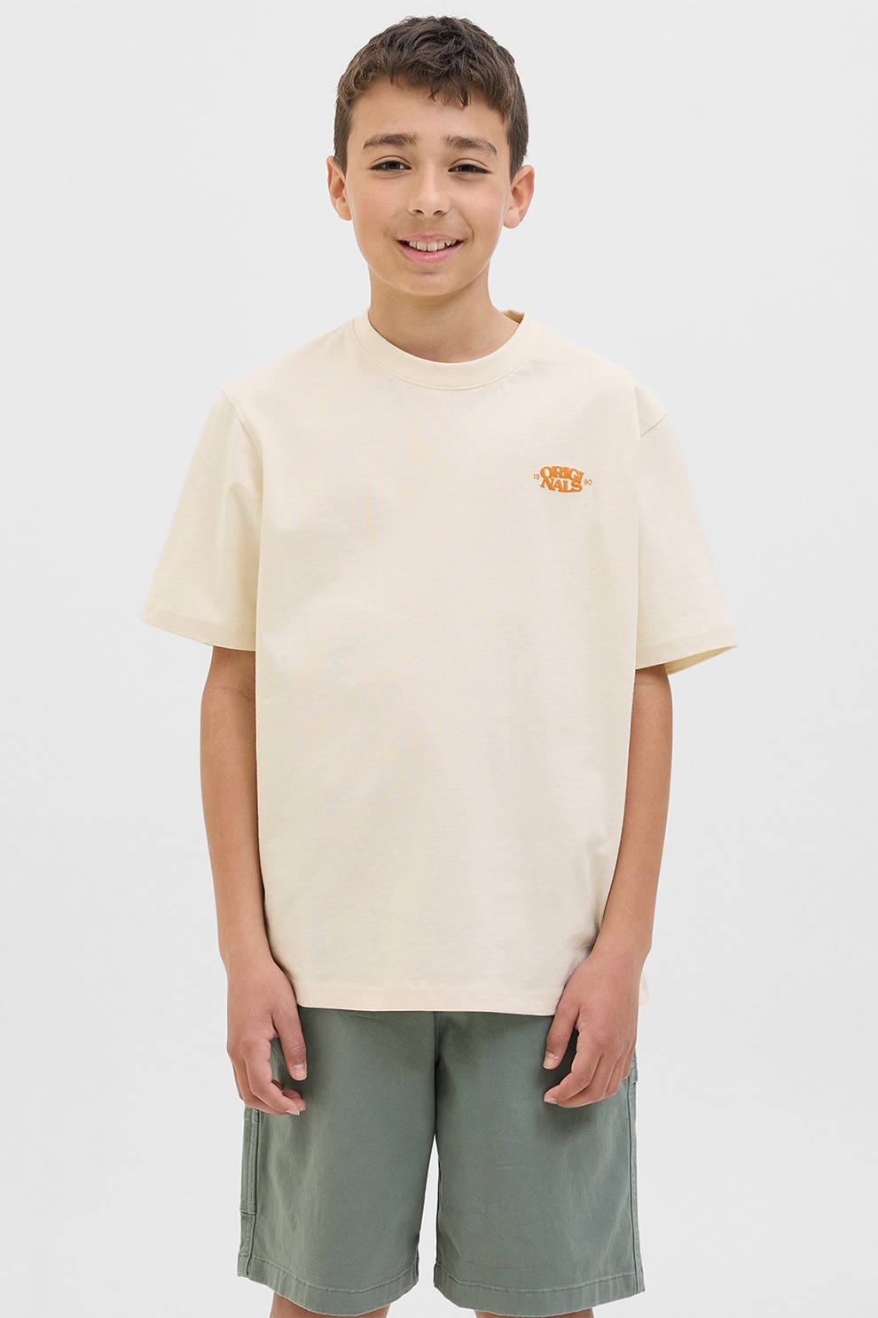 Jack & Jones, Tricou lejer din amestec de bumbac organic, Crem, 140 CM