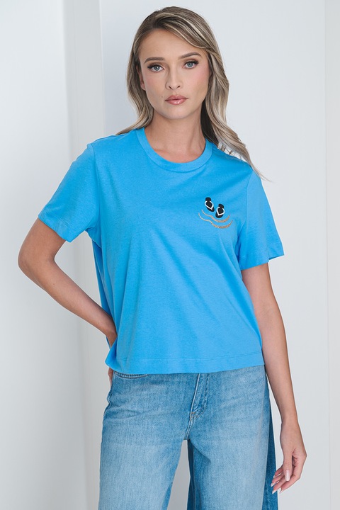 Vero Moda, Tricou lejer de bumbac organic, Turcoaz