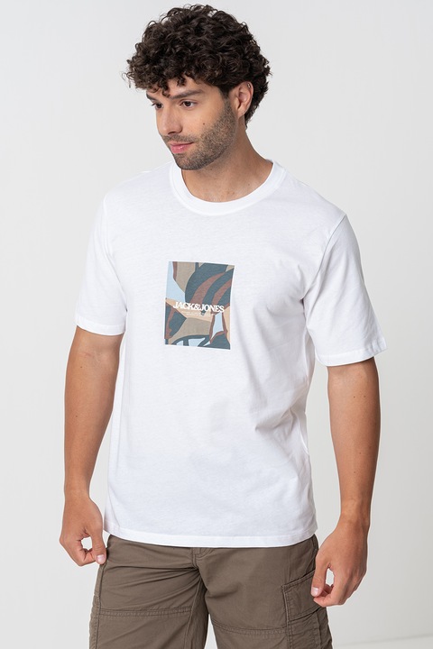 Jack & Jones, Mintás pamutpóló, Fehér