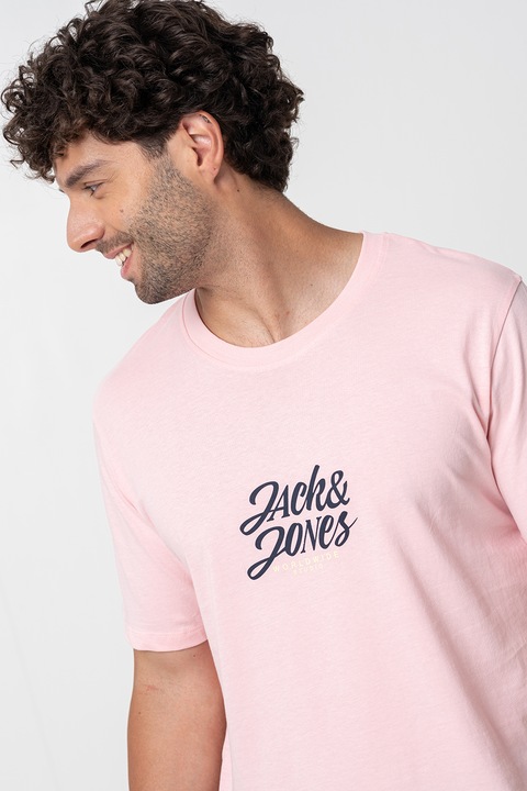 Jack & Jones, Normál fazonú logós póló, Rózsaszín