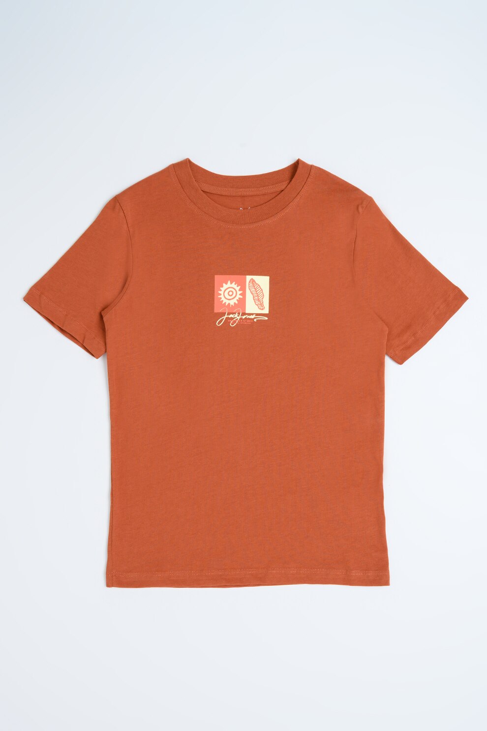 Jack & Jones, Tricou de bumbac cu imprimeu grafic discret, Maro scortisoara, 140 CM