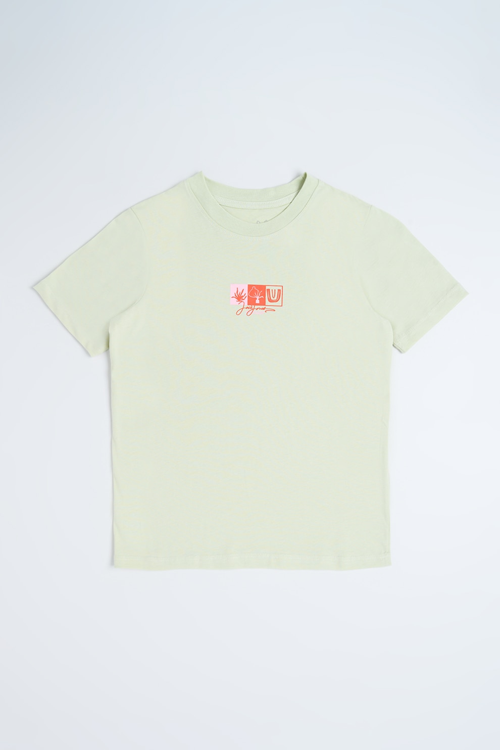 Jack & Jones, Tricou de bumbac cu imprimeu grafic discret, Verde pal, 152 CM